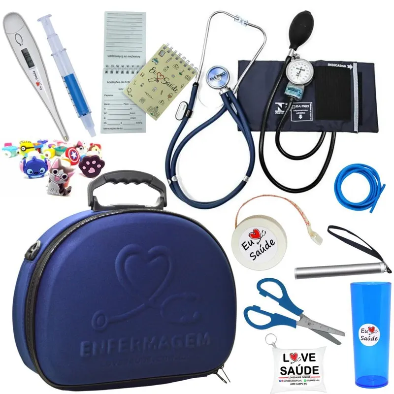 Kit Enfermagem Maleta Exclusiva Top Super Luxo - Azul Pa Med
