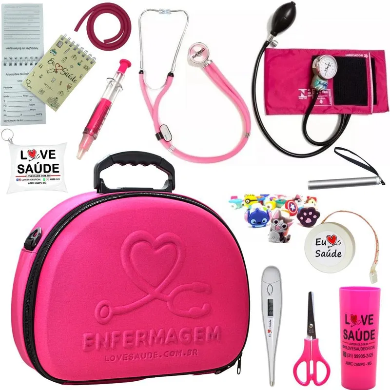 Kit Enfermagem Maleta Exclusiva Top Super Luxo - Rosa Pa Med