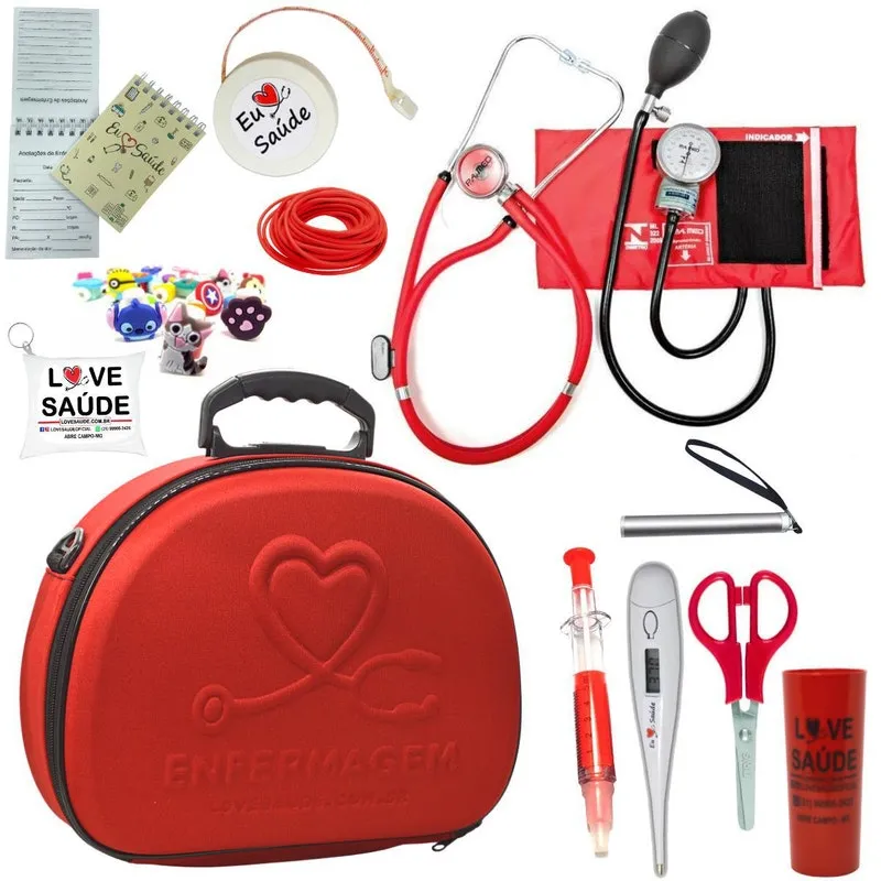 Kit Enfermagem Maleta Exclusiva Super Luxo - Vermelho Pamed