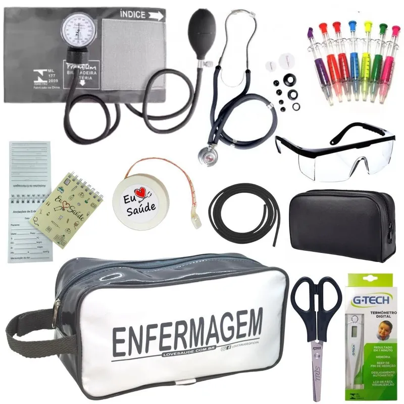 Kit Acadêmico Enfermagem Completo Grafite Premium