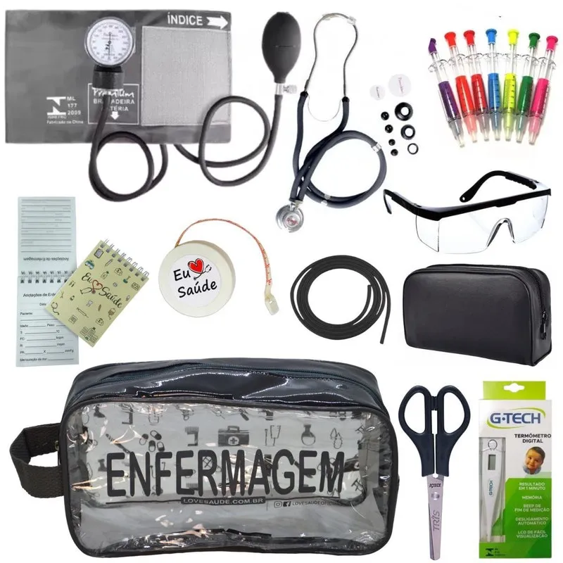 Kit Academico Enfermagem Grafite Transparente Premium