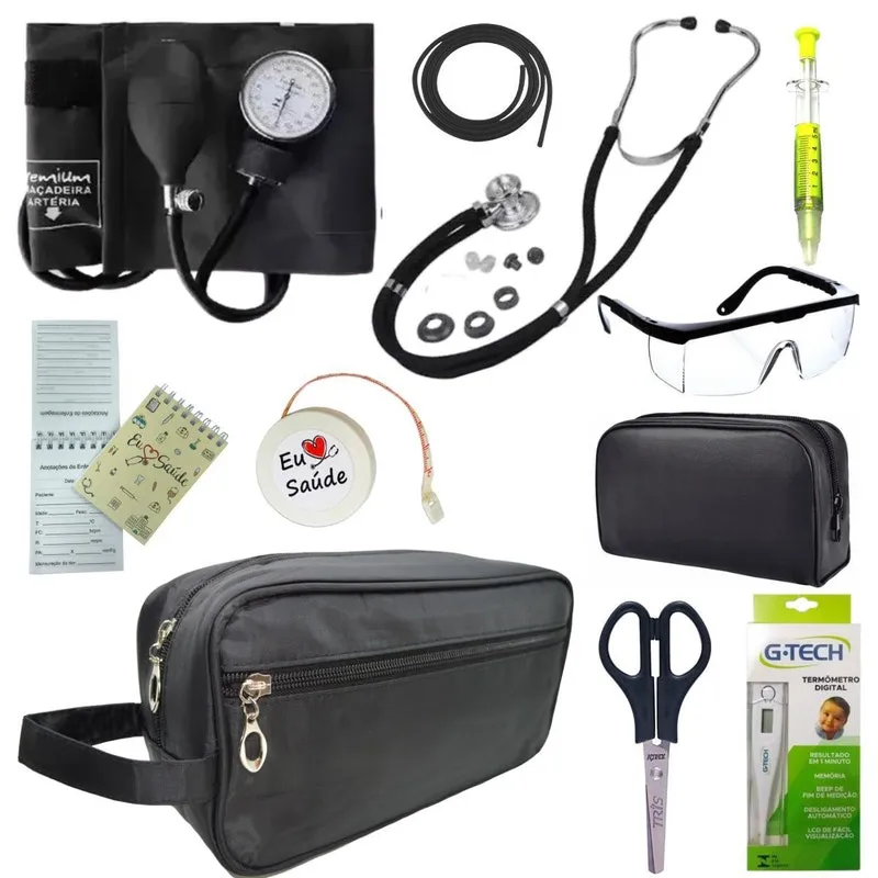 Kit Academico Enfermagem Completo Preto Premium