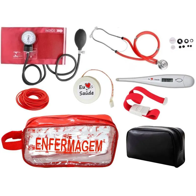 Kit De Enfermagem Completo - Vermelho Transparente Premium