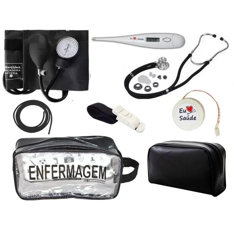 Kit De Enfermagem Completo - Preto Transparente Premium