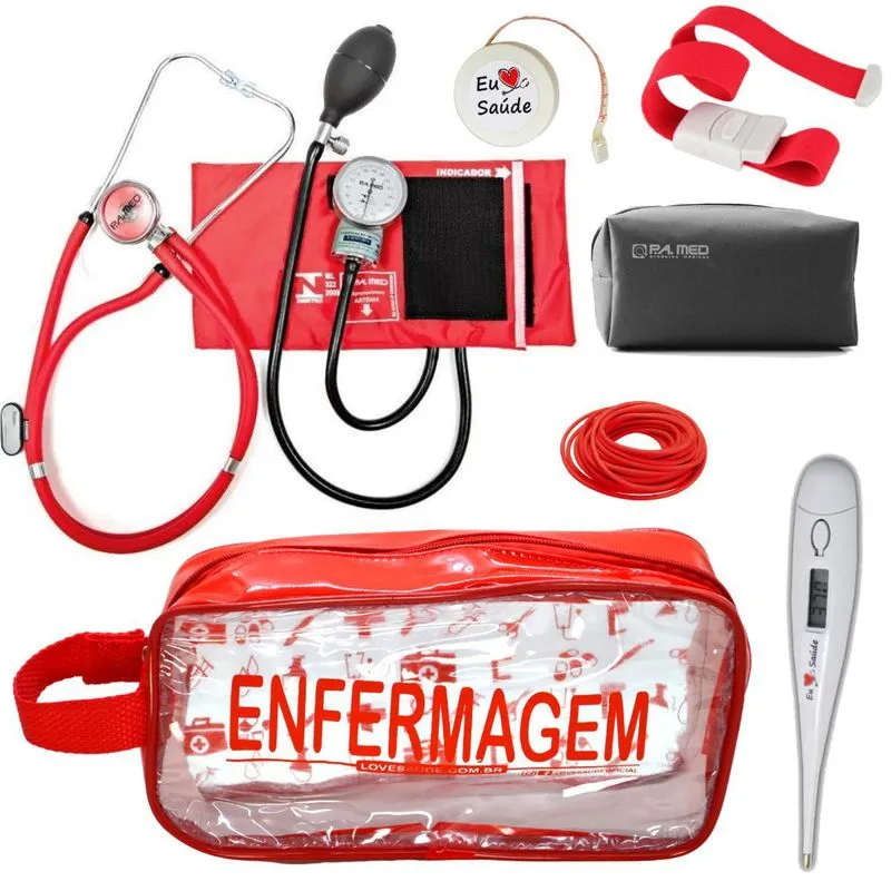 Kit De Enfermagem Completo - Vermelho Transparente Pa Med