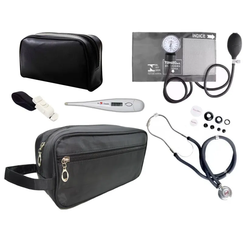 Kit Enfermagem Aparelho Pressão Esteto - Grafite Pa Med