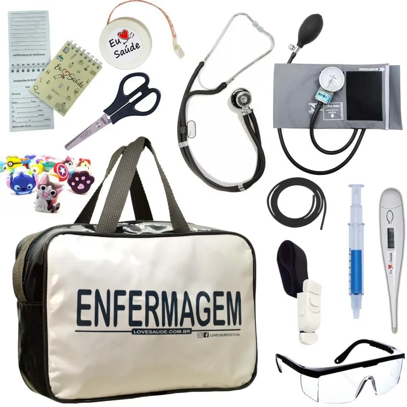 Kit Enfermagem Bolsa Top Promoção Completo - Grafite Pa Med