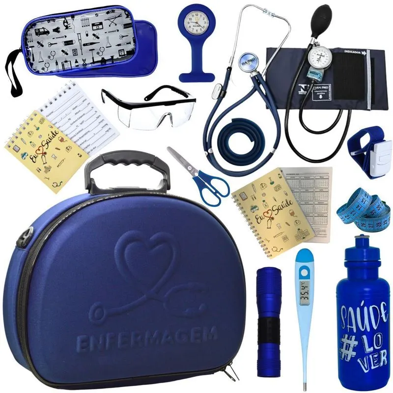 Kit Enfermagem Maleta Estágio- Azul Enfermagem Pa Med
