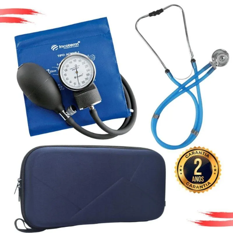 Kit Aparelho Pressao Esteto Rappaport Duplo Azul