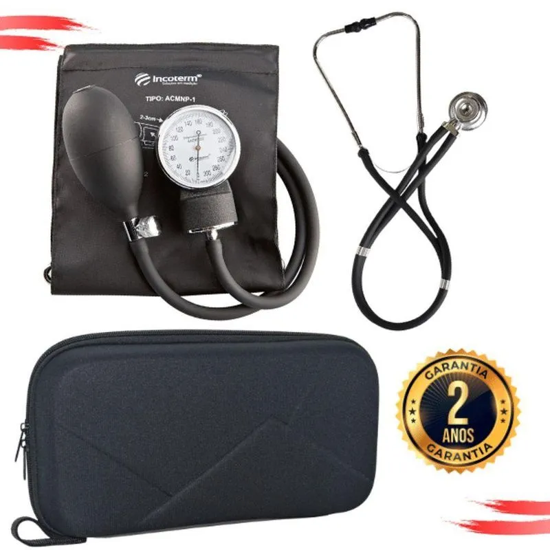 Kit Aparelho Pressao Esteto Rappaport Duplo Preto