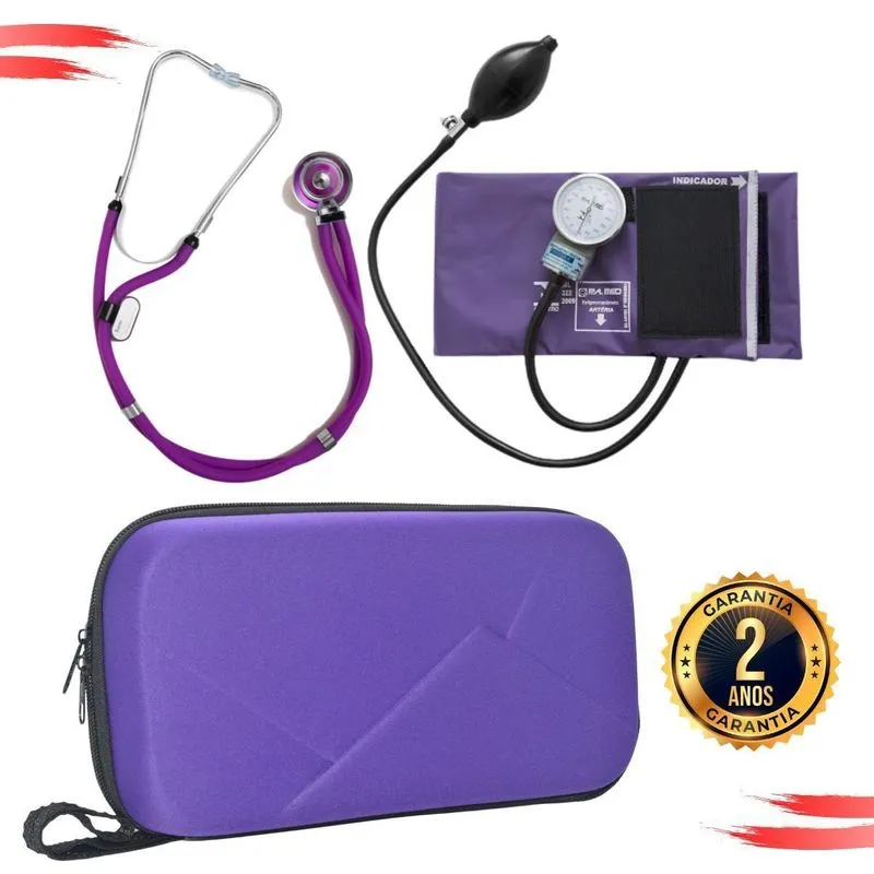 Aparelho Pressão Esteto Kit Enfermagem- Roxo Pamed
