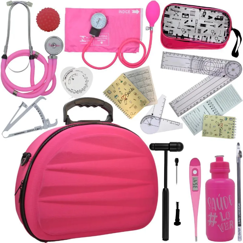 Kit Fisioterapia Goniômetro Pequeno Grande - Rosa Premium