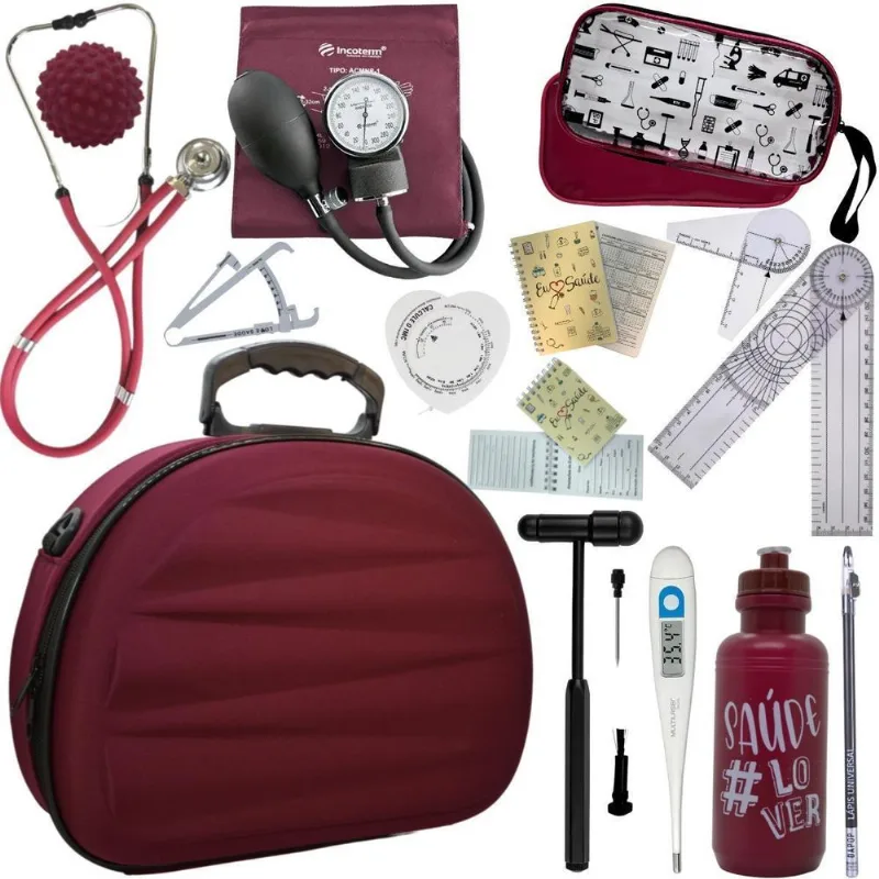 Kit Fisioterapia Goniômetro Pequeno Grande- Vinho Incoterm