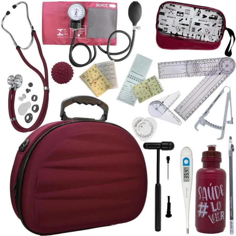 Kit Fisioterapia Goniômetro Pequeno Grande - Vinho Premium