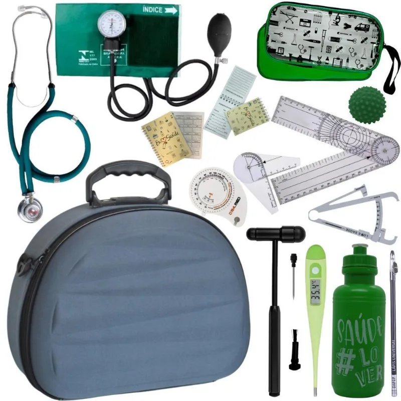 Kit Fisioterapia Goniômetro Pequeno Grande - Verde Premium
