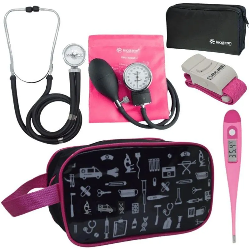 Kit Aparelho Pressão Estetoscópio Fúcsia