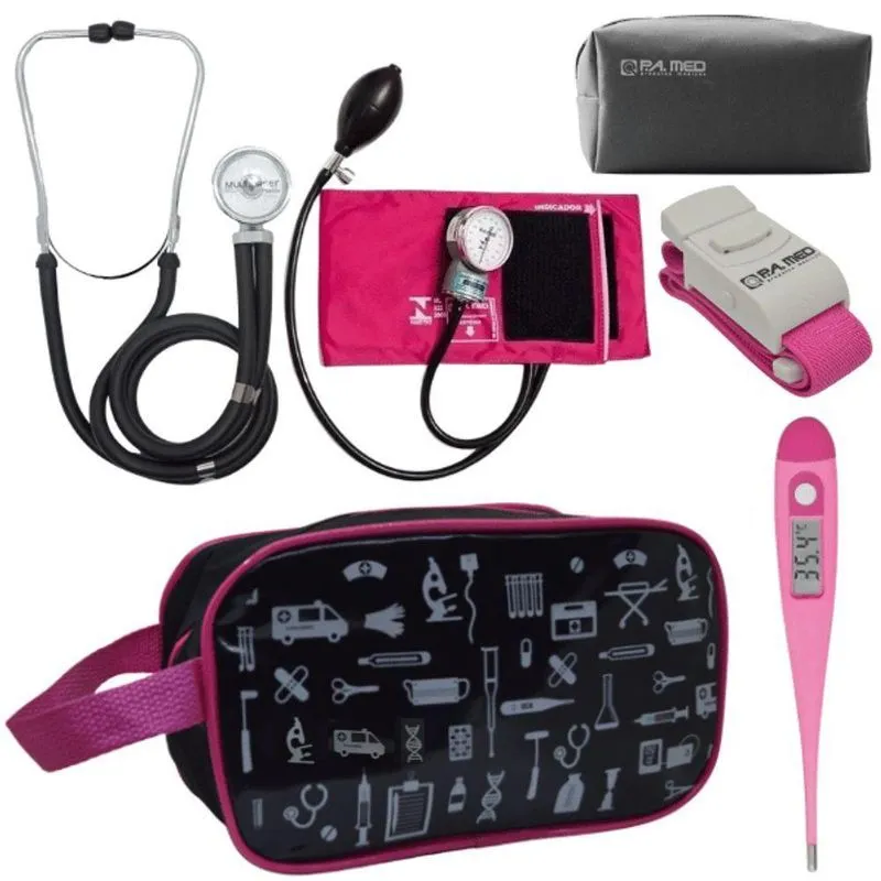 Kit Aparelho Pressão Estetoscópio Fúcsia