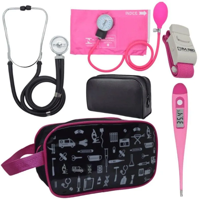 Kit Aparelho Pressão Estetoscópio Fúcsia
