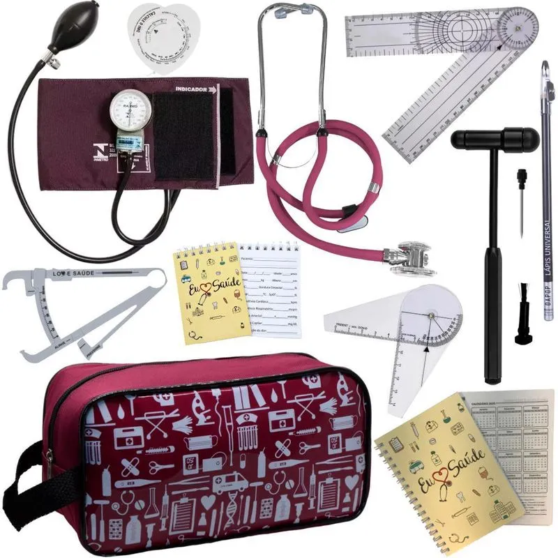 Kit Fisioterapia Goniômetro Martelo Buck- Vinho Pa Med