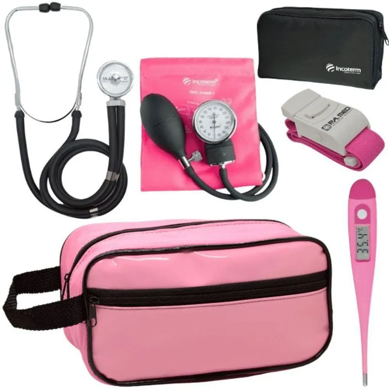 Kit Aparelho Pressão Estetoscópio Rosa