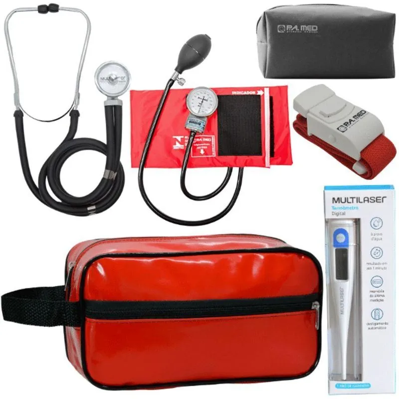 Kit Aparelho Pressão Estetoscópio Vermelho