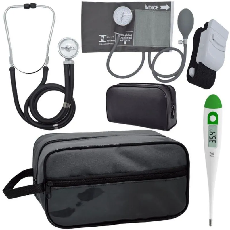 Kit Aparelho Pressão Estetoscópio Cinza
