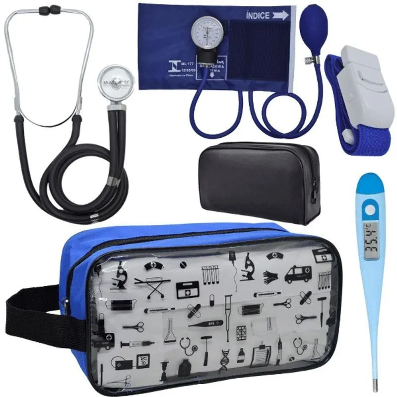 Kit Aparelho Pressão Estetoscópio Azul