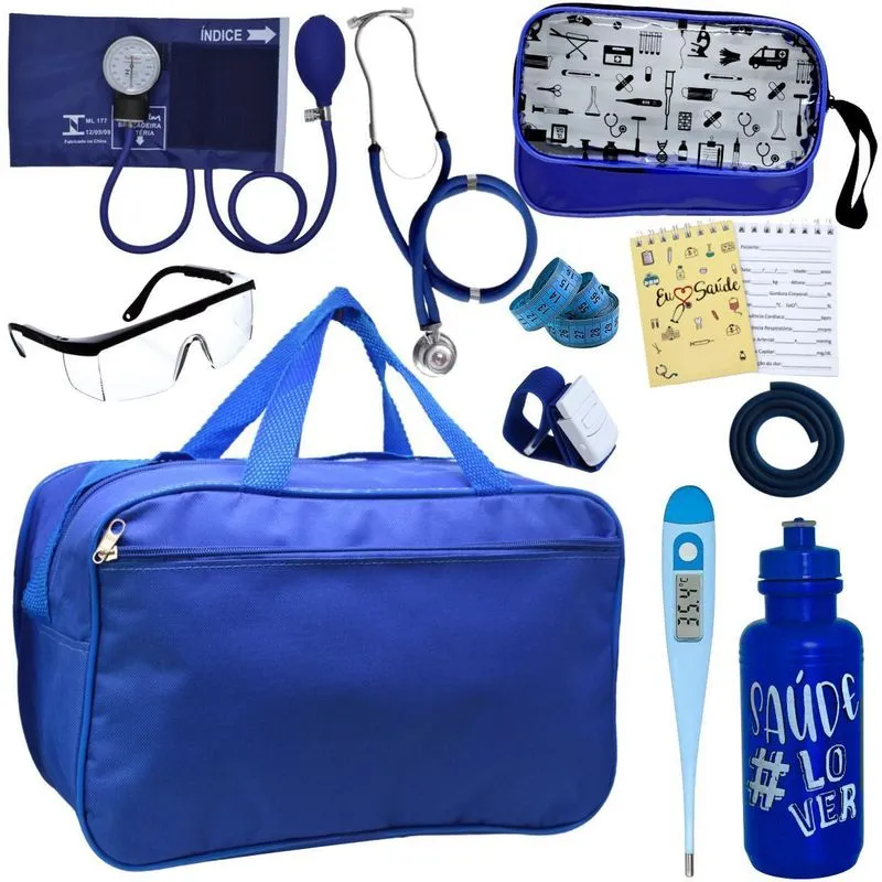 Kit Enfermagem Aparelho Medidor - Azul Premium