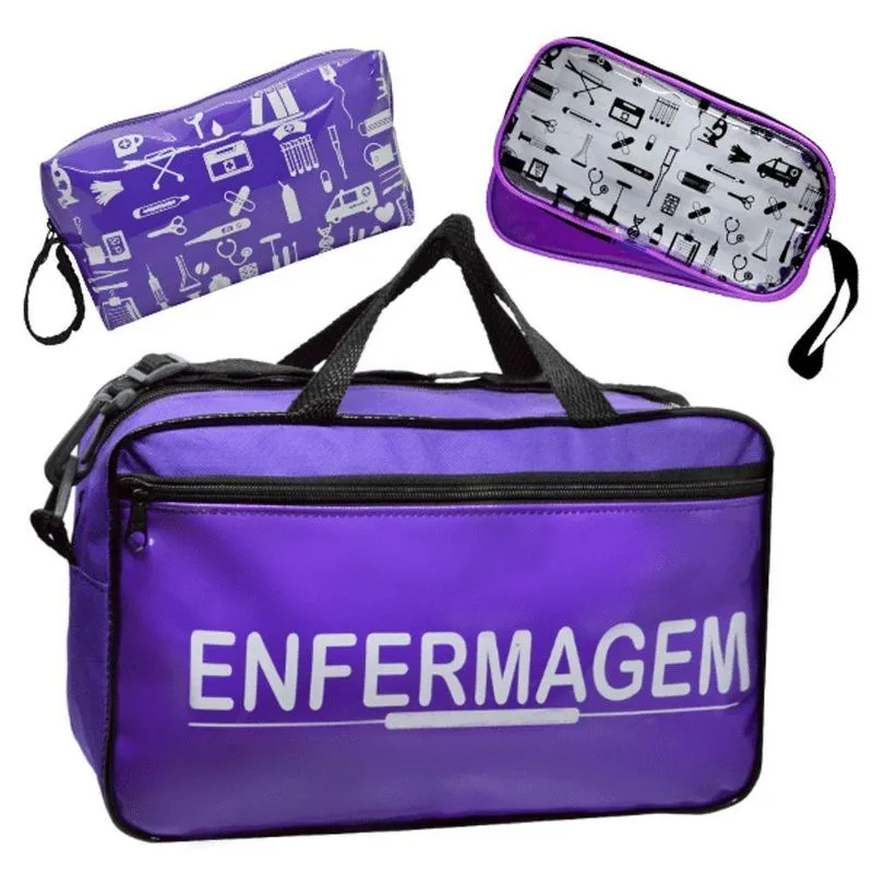 Kit Bolsa Cores Exclusiva Para Estagio Modelo Roxo Enfermagem