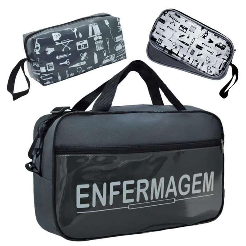 Kit Bolsa Cores Exclusiva Para Estagio Modelo Grafite Enfermagem