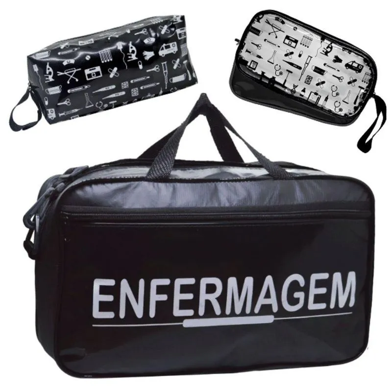 Kit Bolsa Cores Exclusiva Para Estagio Modelo Preto Enfermagem