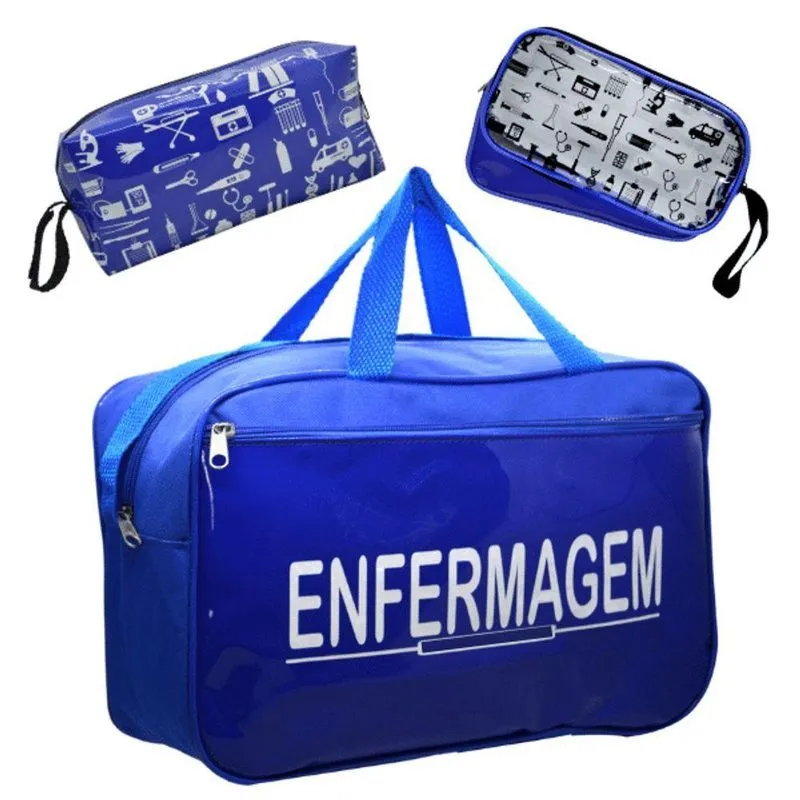 Kit Bolsa Cores Exclusiva Para Estagio Modelo Azul Enfermagem