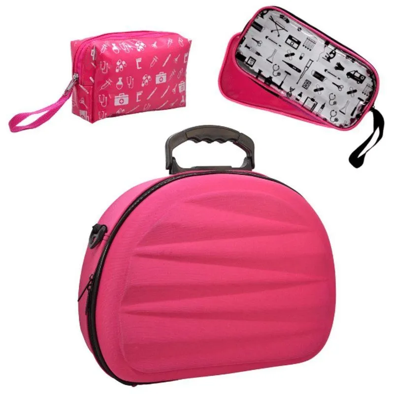 Kit Bolsas Estagio Enfermagem Case Protetora Modelo Rosa Ondas