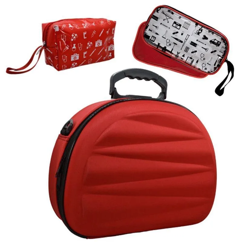 Kit Bolsas Estagio Enfermagem Case Protetora Modelo Vermelha Ondas