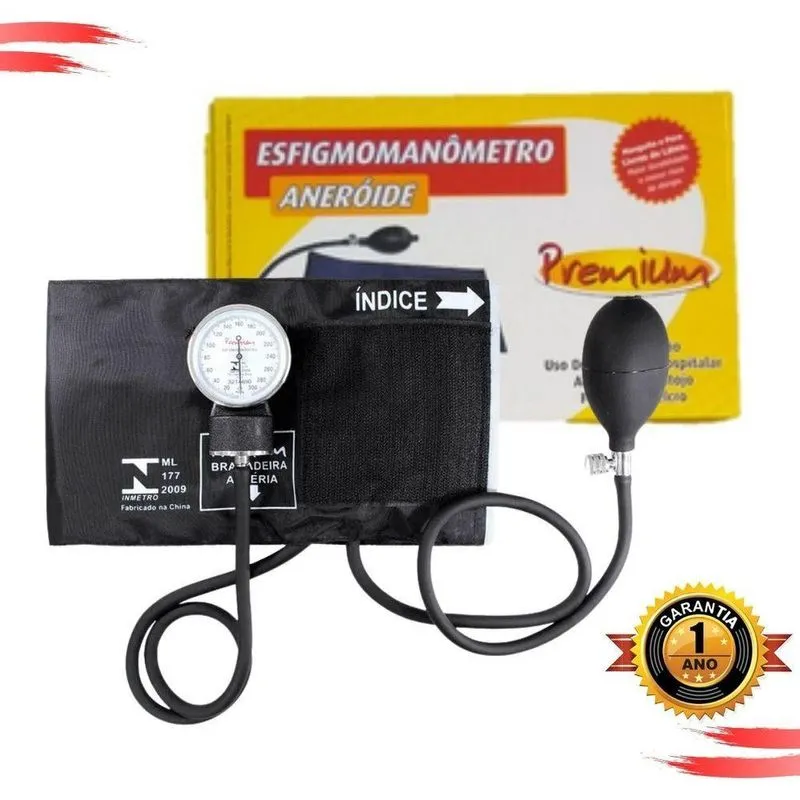 Aparelho De Pressão Esfigmomanômetro Aneroide Preto