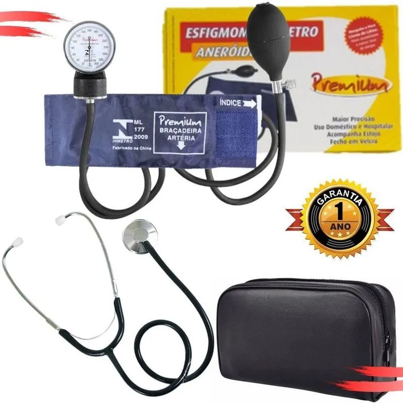 Aparelho De Pressão Pediátrico Esfigmomanômetro Aneroide + Estetoscópio Simples Pediátrico