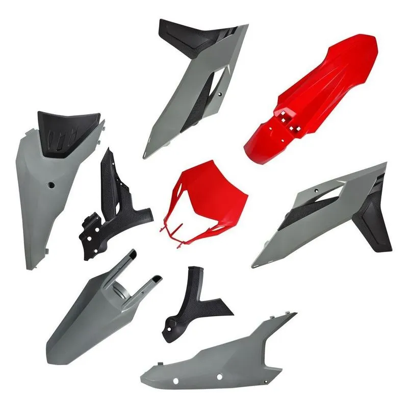 Kit Plástico para Motocicleta MXF TS-X 250-300 270 Fi Cinza e Vermelho com Protetor de Quadro Integrado Biker Acessórios Kit Plástico para Motocicleta MXF TS-X 250-300 270 Fi Cinza e Vermelho com Protetor de Quadro Biker