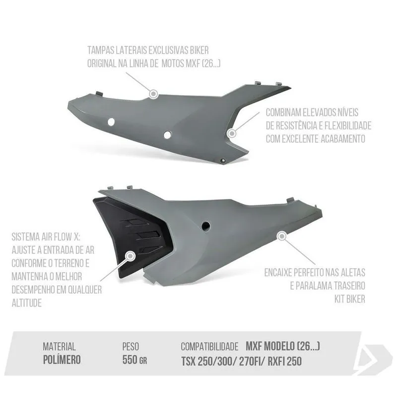 Tampa Lateral para Motocicleta Modelo 2026 Cinza Compatível com MXF TSX 250 300 270Fi Rxfi 250 Biker Acessórios Tampa Lateral para Motocicleta Modelo 2026 Cinza MXF TSX 250 300 270Fi Rxfi 250 Biker Acessórios