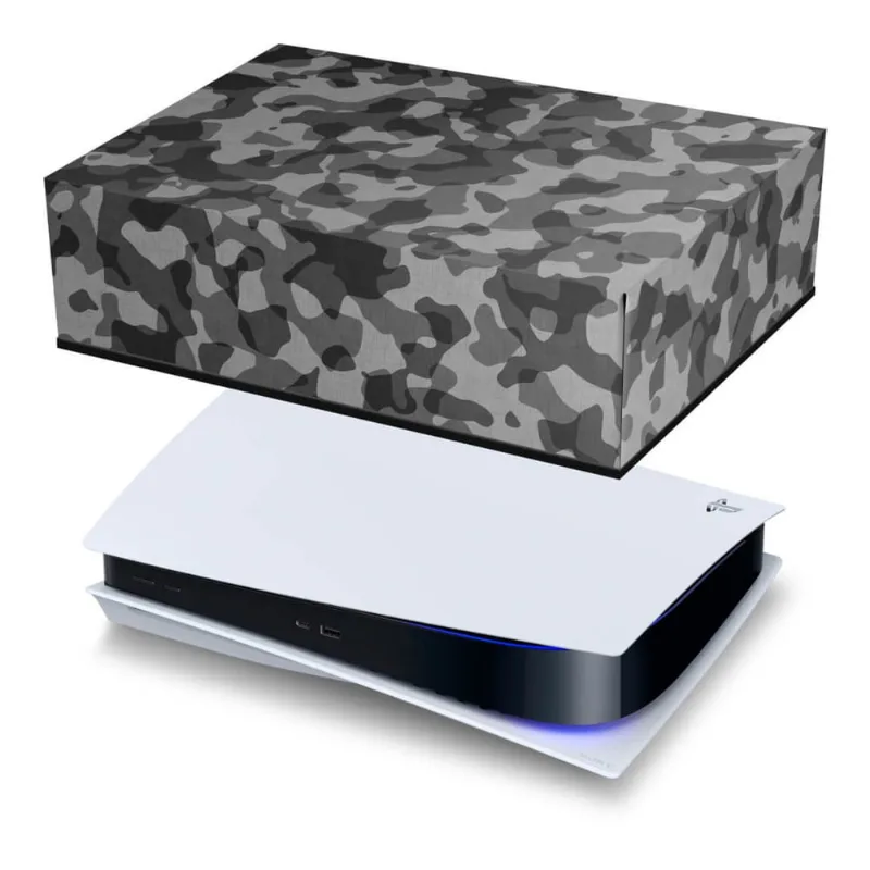 Capa PS5 Anti Poeira - Camuflado Cinza