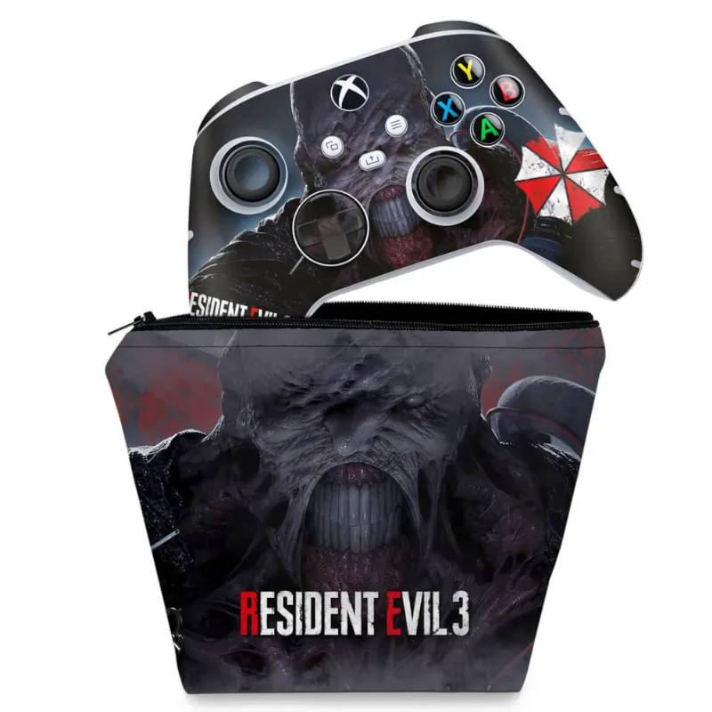 Capa Case e Skin Xbox Series S X Controle Adesivo - Resident Evil 3 Remake