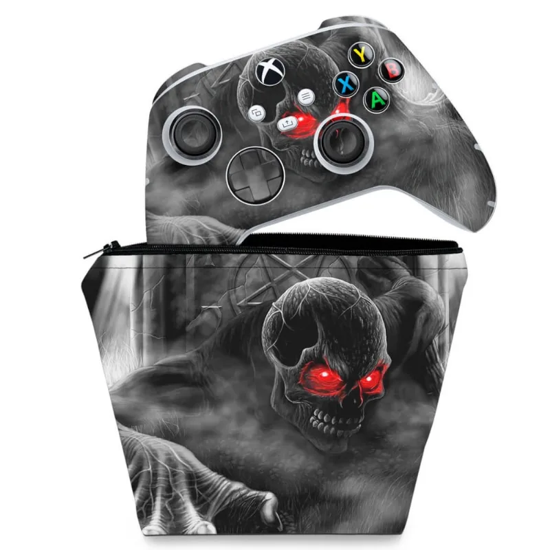 Capa Case e Skin Xbox Series S X Controle Adesivo - Caveira Skull