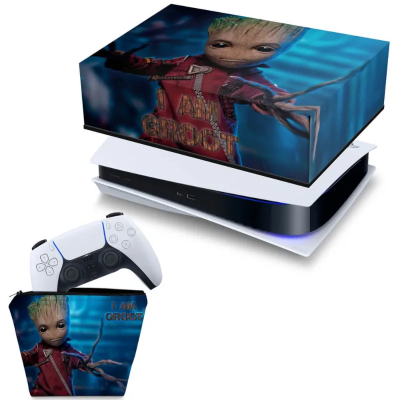 Capa PS5 Anti Poeira Horizontal e Case Controle - Baby Groot