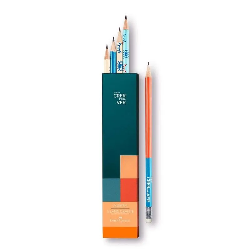 Kit Lápis Grafite Crer Para Ver Natura 5 unidades
