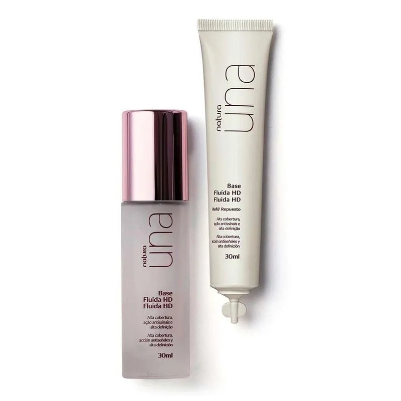 Natura Una Make Alta Cobertura Base Fluida Hd Pote+refil
