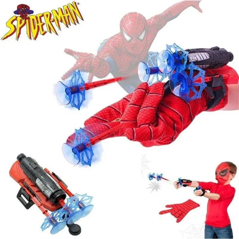 3x Luva Lança Teia Brinquedo Infantil Lançador Homem Aranha