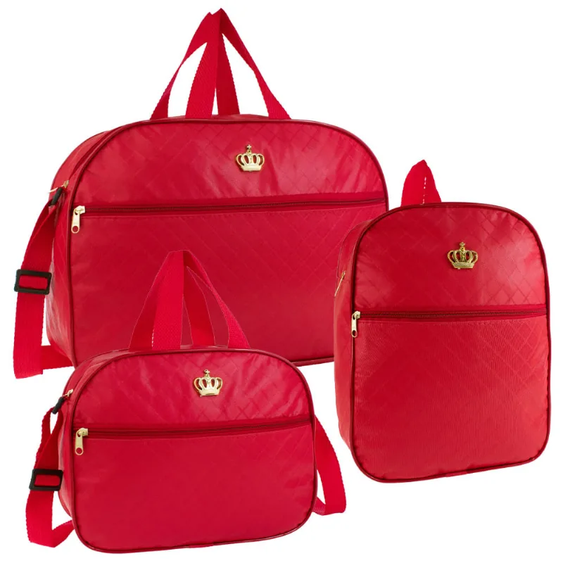 Kit Maternidade Espaçoso 3 Peças Alta Qualidade Luxo RL01VERMELHO