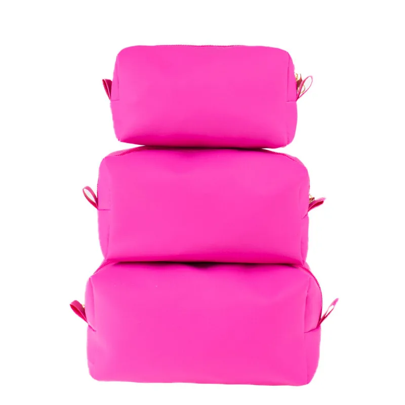 Kit Necessaire 3 Peças Feminina Luxo Organizador com Zíper Pink