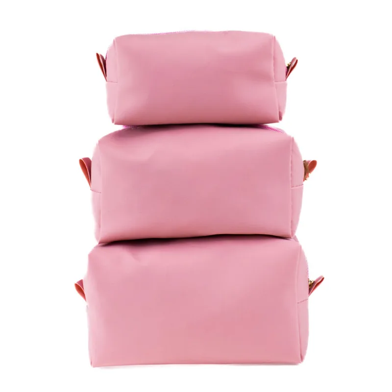 Kit Necessaire 3 Peças Feminina Luxo Organizador com Zíper Rosa Salmão