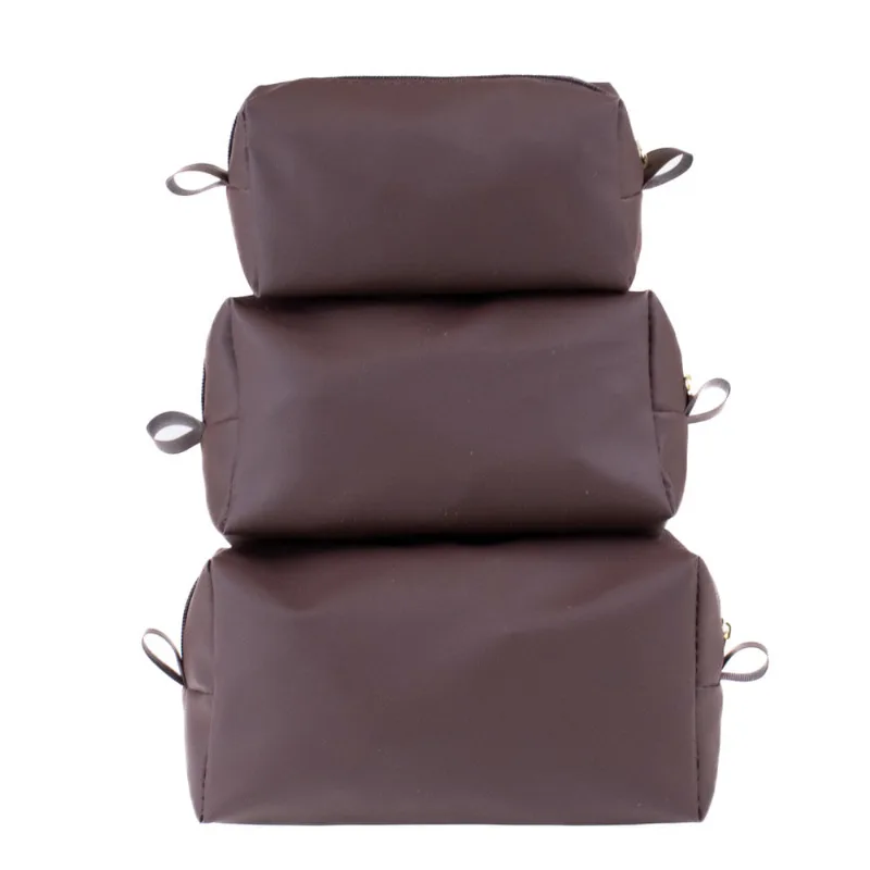 Kit Necessaire 3 Peças Feminina Luxo Organizador com Zíper Marrom