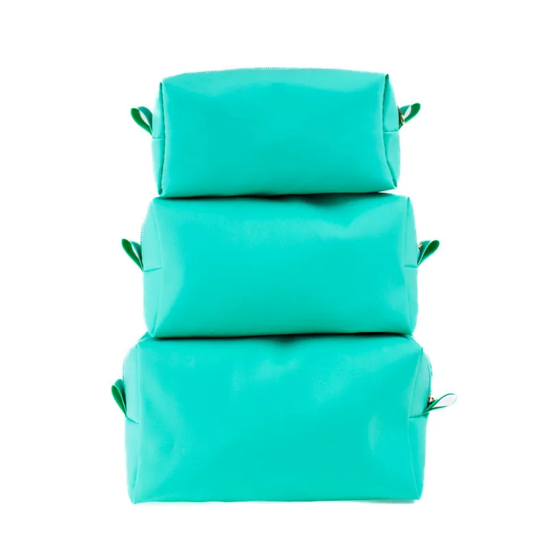 Kit Necessaire 3 Peças Feminina Luxo Organizador com Zíper Verde